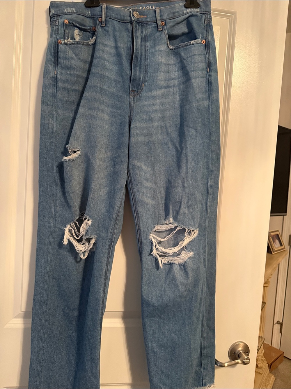 American Eagle Light Blue Distressed Boyfriend Jeans